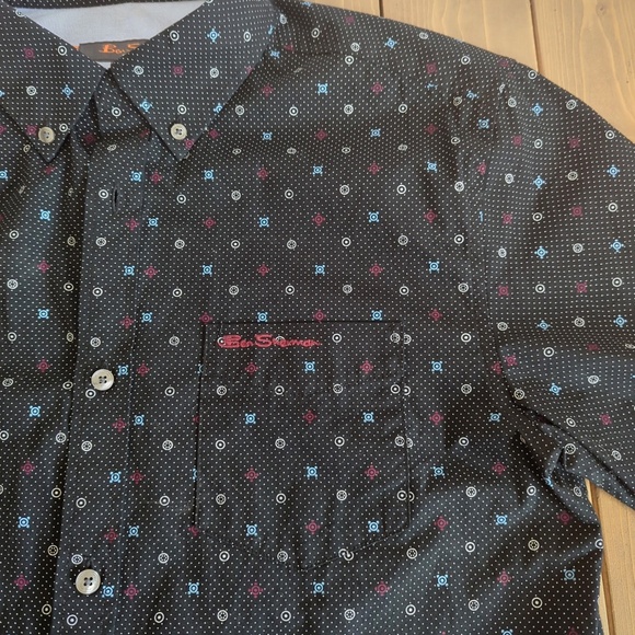 Ben Sherman Black Geometric Print Long Sleeve Button Down Shirt - Picture 5 of 12